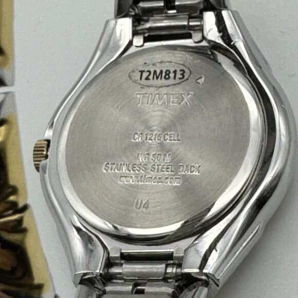 Vintage 1990s TIMEX INDIGLO WATCH Ladies Two Tone Stretch Bracelet Light WR30 - Picture 9 of 10